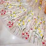 تصویر 1 از فروش پارچه پرده ای تور گلدار + قیمت استثنایی